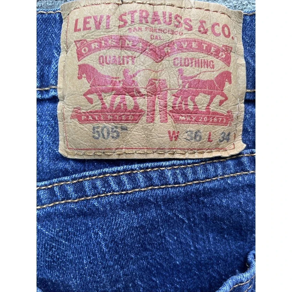 Levi's 505 Men's Jeans 36x34 Regular Fit Blue Denim‎ Stretch Made in Mexico